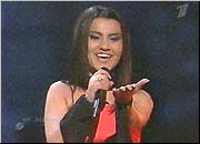 Participant from Albania - female singer Anjeza Shahini on the Eurovision Song Contest 2004