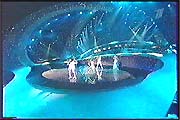 Performance of Stelios Constantos from Cyprus island on Stage of Skonto  - Hall at Eurovision Song Contest 2003